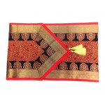 Indian Silk Table Runner with 6 Placemats & 6 Coaster in Red Color Size 16x62